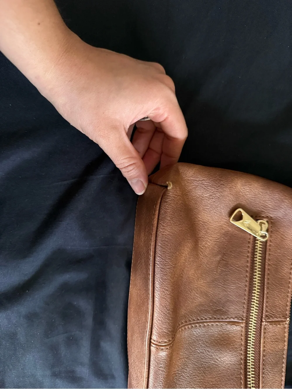 Brown Leather Crossbody Bag with Gold Hardware